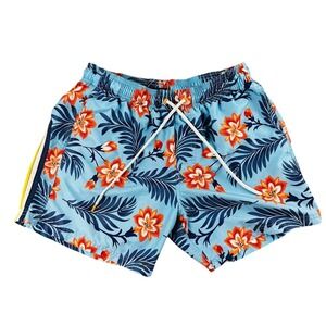 Sundek Swim Trunks M504 Men M Blue Wall Flower Floral Print Mesh Lined Rainbow